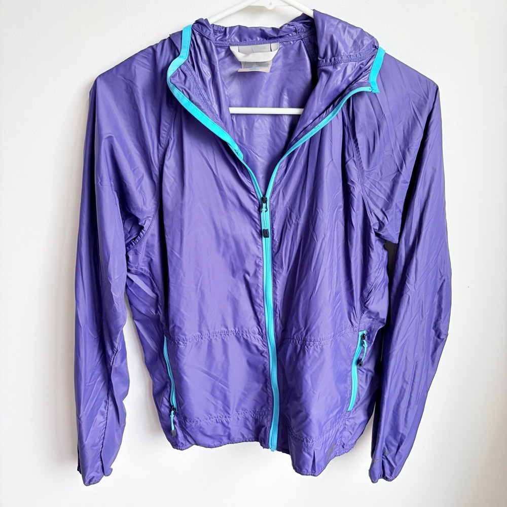 Eddie Bauer First Ascent Jacket Small Gorpcore Purple Turquoise Windbreaker